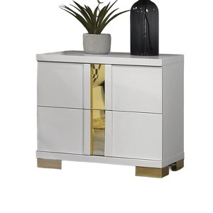 Vynxaria Contemporary 2-Drawer Nightstand - Bracketed Metal Legs, Ball-Bearing Glides, Dust-Proof Cases, Bedroom Furniture - 1 of 4