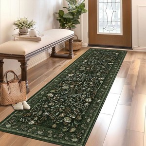 Washable Rugs for Living Room Non Slip Botanical Floral Bedroom Carpet Non-Shedding Low Pile Floor Cover Ultra-Soft Indoor Carpet for Kitchen - 1 of 4