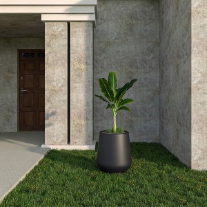 LeisureMod Orchid Fiberstone and Clay Planter Decorative Round Plant Pot with Drainage Holes - 1 of 4