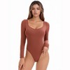 INSPIRE CHIC Women's Bodysuit Long Sleeve Slim Fit V Neck Tummy Control Brief Shapewear - 4 of 4