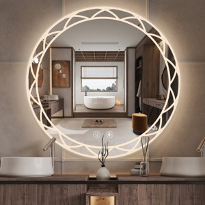LED Bathroom Mirror Round Mirror With Light Toilet Mirror With Adjustable LED Color Temperatures,Anti-Fog,Wall Mounted Makeup Mirror-The Pop Home - 1 of 4