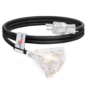 LifeSupplyUSA 12 Gauge 3-Outlet Power Extension Cord Outdoor & Indoor Waterproof Cable SJTW 12/3 ETL Listed - 1 of 4