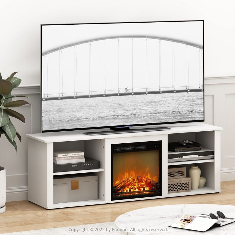 Furinno Classic 70 Inch TV Stand with Fireplace, Solid White, 1 of 5