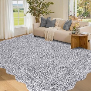 Garvee Scalloped Braided Printed Area Rug Washable Non Slip Low Pile Accent Rug Soft Foldable Rugs - 1 of 4