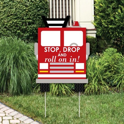 Big Dot of Happiness Fired Up Fire Truck - Party Decorations - Firefighter Firetruck Baby Shower or Birthday Party Welcome Yard Sign