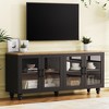 VYNXARIA Farmhouse TV Stand with Tempered Glass Doors for TVs Up to 70",Versatile Sideboard with Adjustable Shelves,Black - 2 of 4