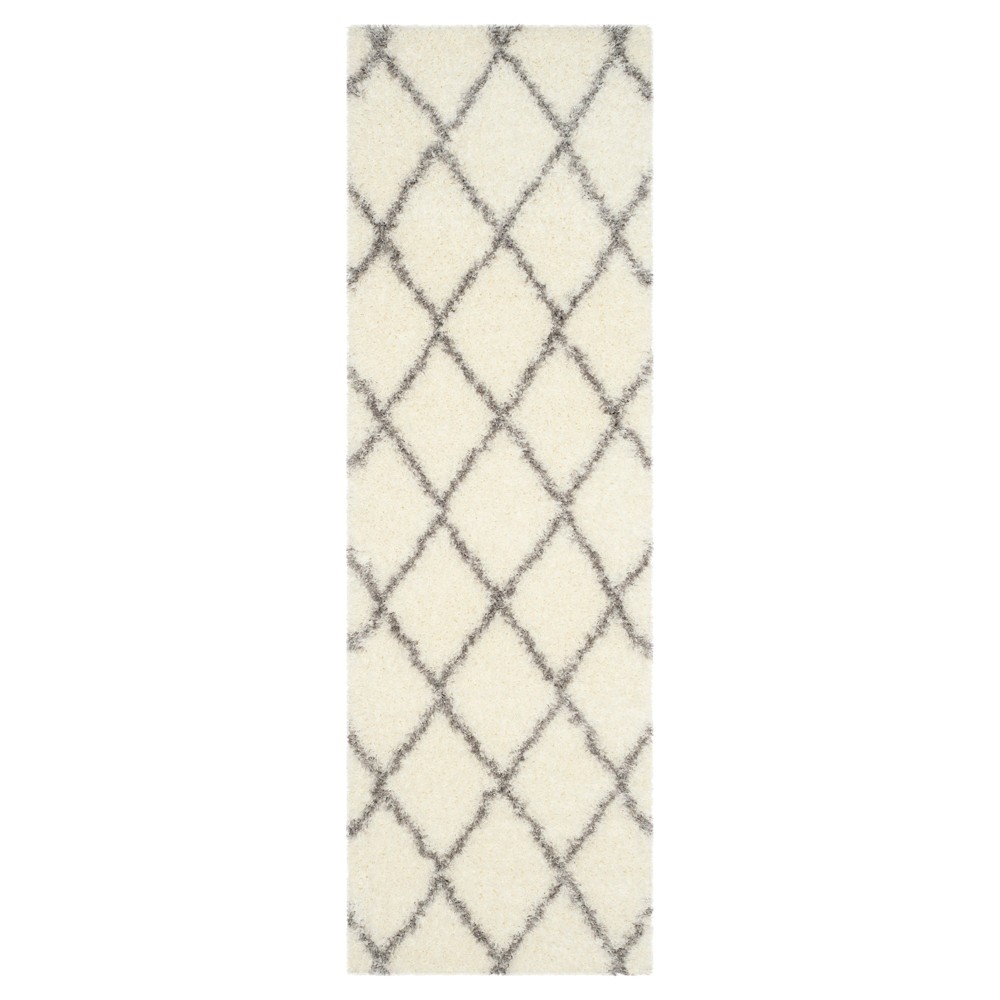 2'3inx7' Runner Montreal Shag Rug Ivory/Gray - Safavieh