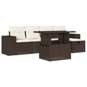 vidaXL Garden Sofa Set Brown, Cream White - 1 of 4
