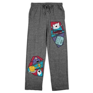 Adventure Time Characters and Logo Men's Charcoal Heather Drawstring Sleep Pants - 1 of 4