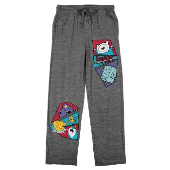 Adventure Time Characters and Logo Men's Charcoal Heather Drawstring Sleep Pants