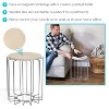 Sunnydaze Steel Wire Indoor End Table with Faux Woodgrain Tabletop - 17.75” H - Cream - 2 of 4