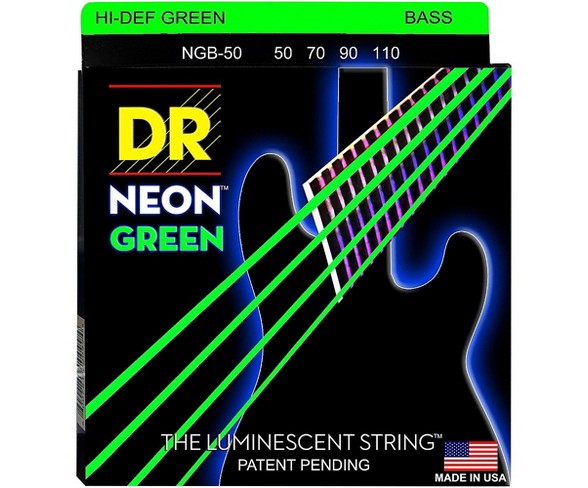 DR Strings Hi-Def NEON Green Coated 4-String Bass Strings Heavy (50-110)