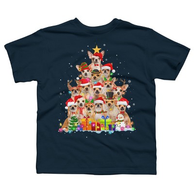 Boy's Design By Humans Christmas Pajama Chihuahua Tree By MINHMINH T-Shirt