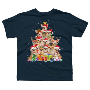 Boy's Design By Humans Christmas Pajama Chihuahua Tree By MINHMINH T-Shirt - 1 of 3