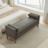 Hrinhom 66.3"W PU Upholstered Bedroom Bench with Pillows and Solid Wood Legs, Bedroom, Entryway - 2 of 4