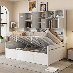 KIGFTSOD Wooden Daybed With Hydraulic bed and All-in-One Cabinet and Shelf - 1 of 4