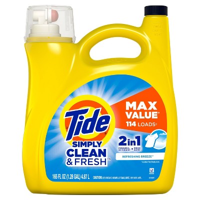 Image of Tide Simply Refreshing Breeze Liquid Laundry Detergent - Clean & Fresh - 165 fl oz