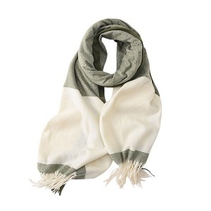 Anna-Kaci Women's Striped Scarf with Soft Cozy Fabric Two-Tone Design and Fringe Trim Detailing - 1 of 4