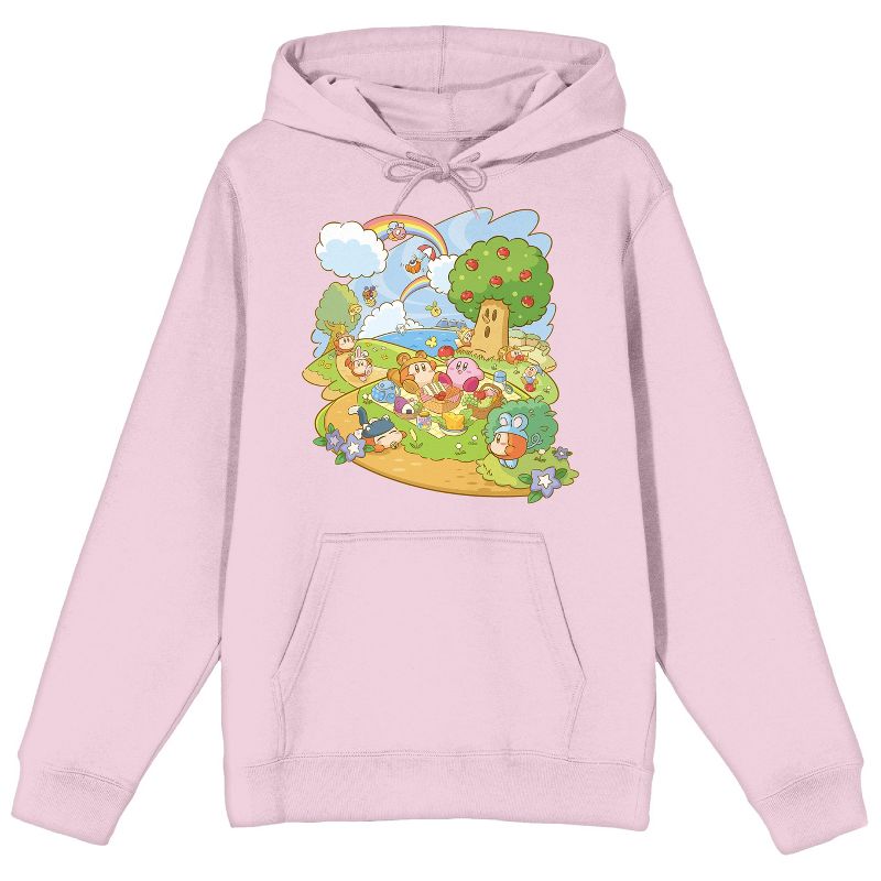 Kirby Whispy Woods Picnic Long Sleeve Cradle Pink Men's Hooded Sweatshirt, 1 of 3