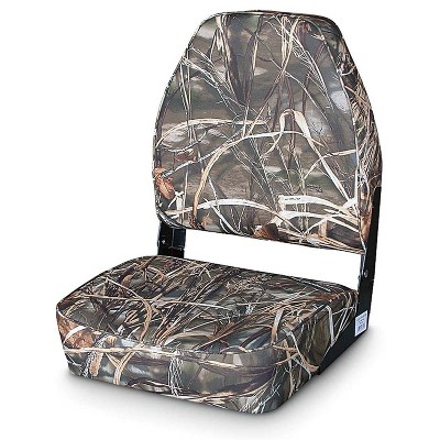 Guide Gear 4 HD Advantage Max Heavy Duty Marine Grade Nylon High Back Folding Boat Seat with Compression Foam Padding and No Pinch Steel Hinges, Camo