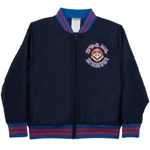 Nintendo Super Mario Bros Boys It's-A Me Mario Zip-Up Varsity Long ...