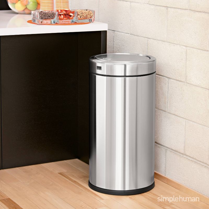 simplehuman 55L Swing Top Commercial Trash Can Stainless Steel, 3 of 6