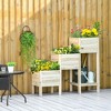 Outsunny 49'' x 18'' x 43'' 3-Tier Raised Garden Bed w/ Storage Shelf, Wood Raised Garden Boxes, Freestanding Wooden Plant Stand - 3 of 4