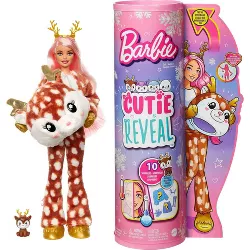 Barbie Cutie Reveal Snowflake Sparkle Doll - Deer Plush Costume