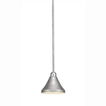 Toltec Lighting Vintage 1 - Light Pendant in  Aged Silver with 7" Aged Silver Cone Metal Shade Shade