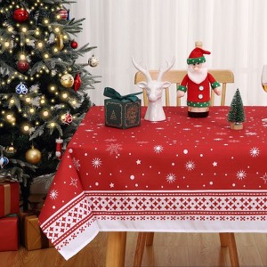 Christmas Tablecloth Snowflake Christmas Table Cloth Washable Xmas Decorative Table Cover for Holiday Party Indoor Outdoor - 1 of 1