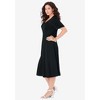 Roaman's Women's Plus Size Ponte Flared Dress - 4 of 4