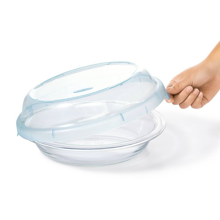 OXO Glass Deep Dish Pie Plate with Lid: Round Pie Pan & Carrier, Dishwasher-Safe, 44.8 Volume Capacity, 2 of 5