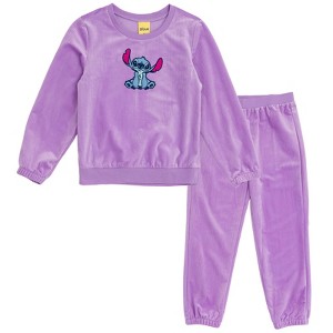 Disney Ribbed Velour Sweatshirt Jogger Pants Outfit Set Toddler - 1 of 4