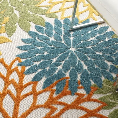 Tropical Bliss Turquoise & Multicolor Floral 6'x9' Synthetic Rug