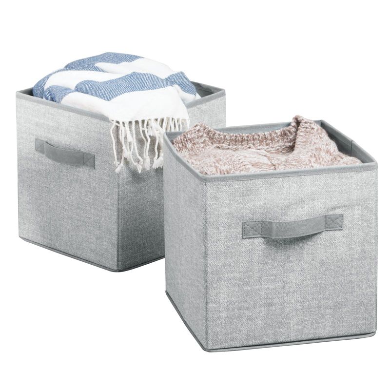 mDesign Small Fabric Closet Organizer Cube Bin with Front Handle, 1 of 9