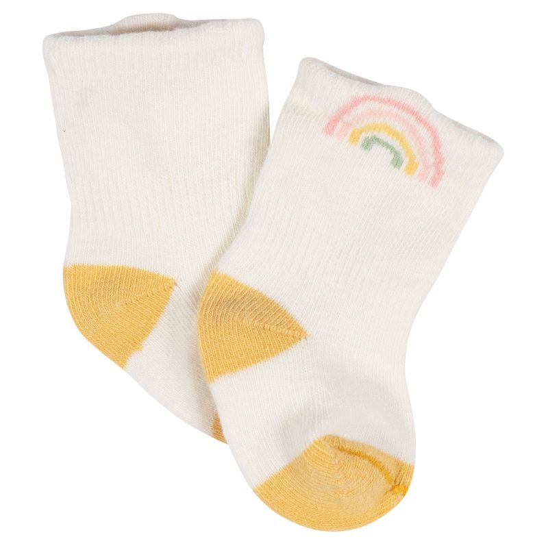 Gerber Baby Girls' 8-Pack Jersey Wiggle Proof® Socks Golden Floral, 4 of 10