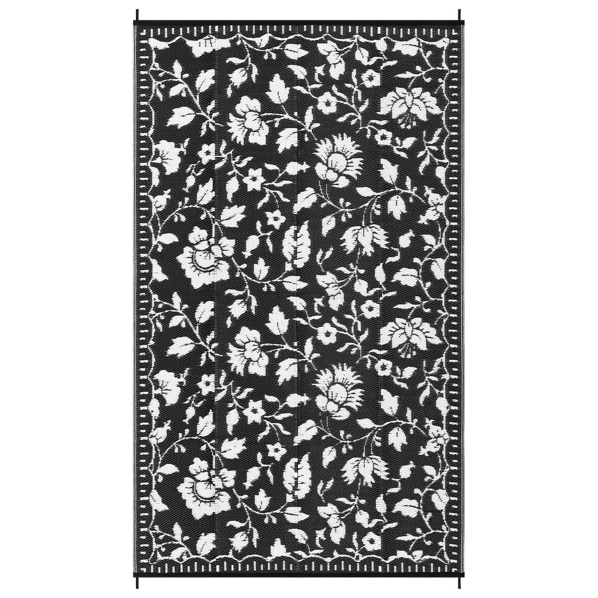 Garvee Floral Outdoor Rug, Waterproof Reversible Plastic Straw Rug, Foldable Outdoor Area Rug for Patio, Picnic, Beach, Balcony - thumbnail 4
