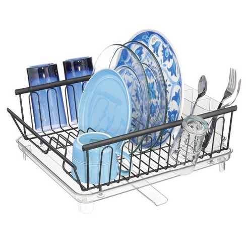 Mdesign Large Kitchen Dish Drying Rack With Swivel Spout, 3 Pieces -  Black/gray : Target