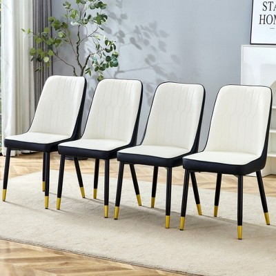 PAGED  Modern Dining Chairs with PU Leather Backrest & Black Metal Legs,Armless Chairs for Kitchen,Living Room,Restaurants