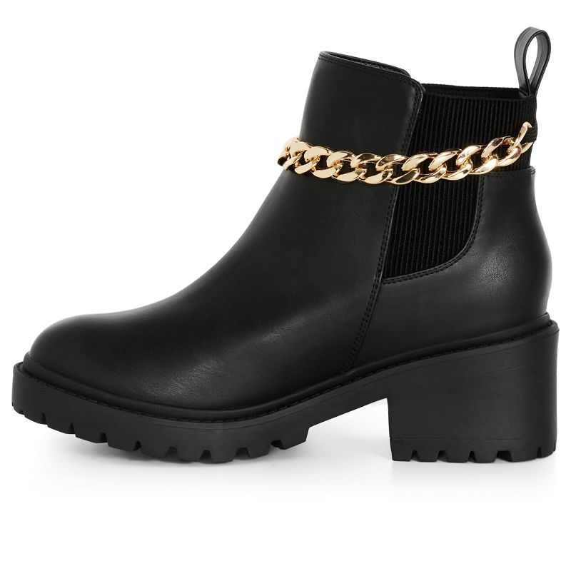 Women's Wide Fit Amelia Chain  Ankle Boot  - black | EVANS, 3 of 7