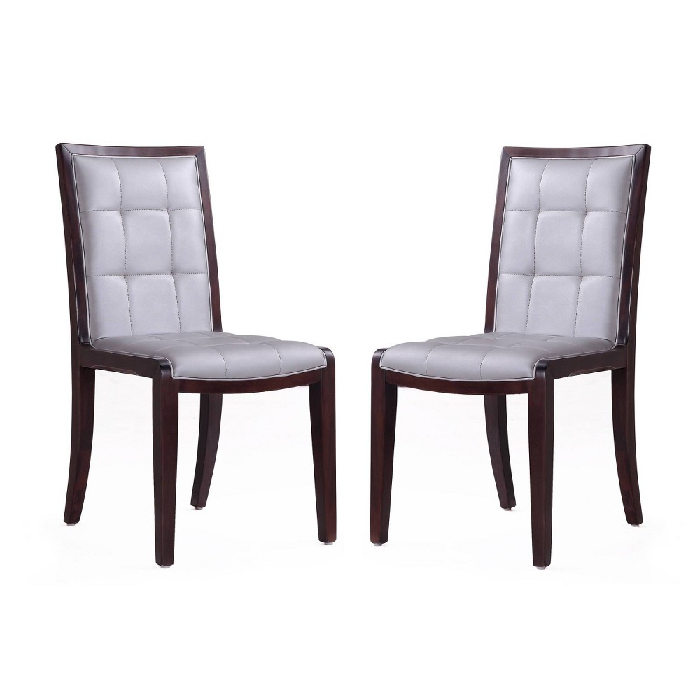 Photos - Chair Set of 2 Executor Faux Leather Dining  Silver - Manhattan Comfort