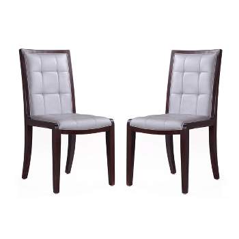 Set of 2 Executor Faux Leather Dining Chairs Silver - Manhattan Comfort