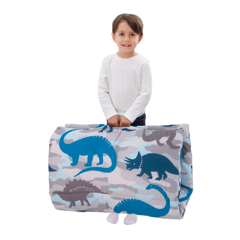 Everything Kids Navy, Grey and Royal Blue Dino Deluxe Easy Fold Nap Mat, 4 of 6