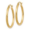 Black Bow Jewelry 2mm x 25mm 14k Yellow Gold Satin & Diamond-Cut Round Hoop Earrings - 2 of 4