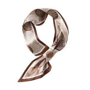 Anna-Kaci Women's Leaf Print Soft Silky Scarf with Lightweight Fabric Modern Square Design and Smooth Finish - 1 of 4