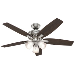 Hunter 52" Newsome Lighted Ceiling Fan Brushed Nickel Finish, Medium Walnut Blades, 5 Blades, Pull Chain Control - 1 of 1
