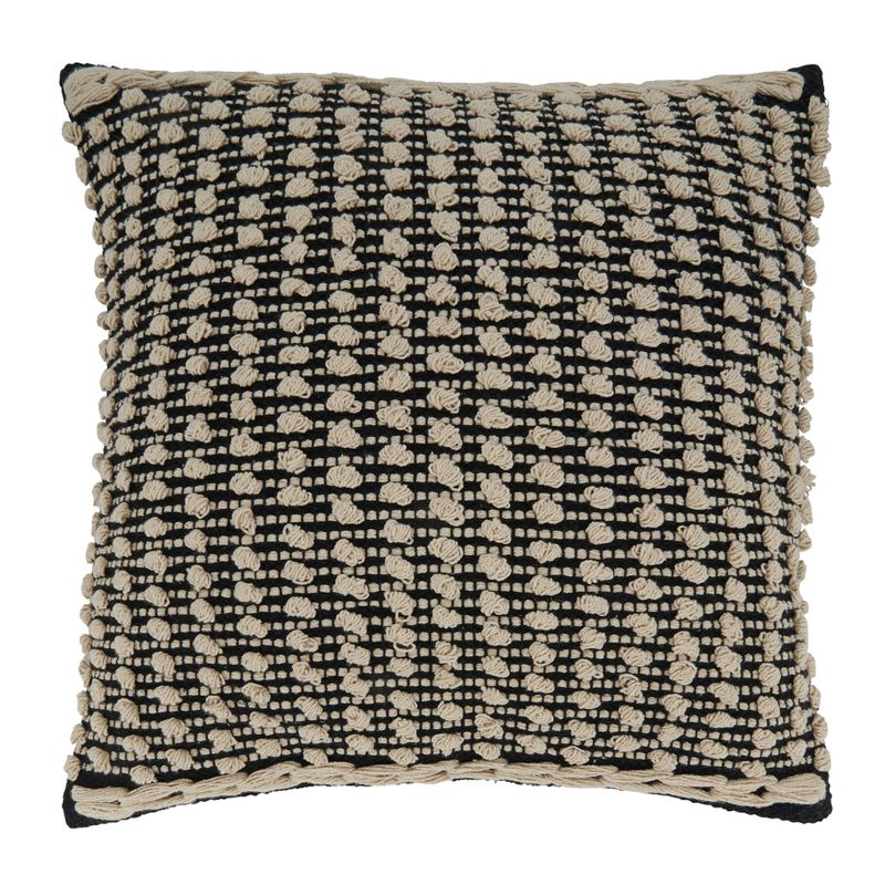 Saro Lifestyle Knotted Pillow - Down Filled, 20" Square, Black/White, 1 of 4