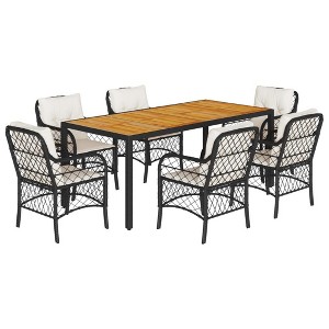 vidaXL Garden Dining Set Black, Cream white - 1 of 4