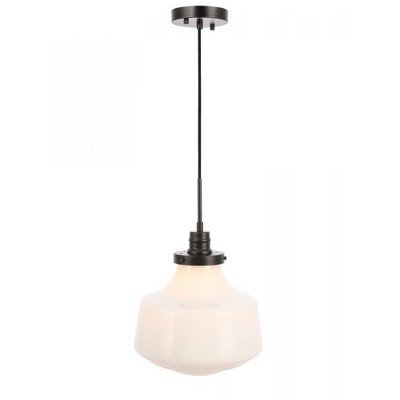 Elegant Lighting Lyle 1 light Black and frosted white glass pendant