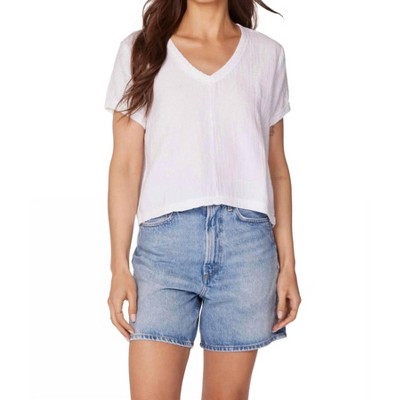 Women's Boxy Crop V Neck Top - bobi